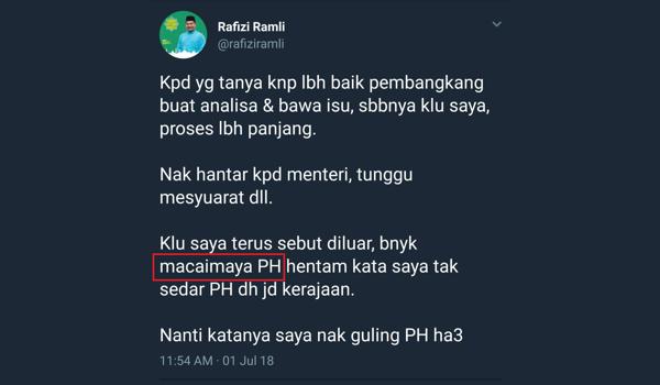 Rafizi sindir pengguna maya PH, sifatkan mereka macai