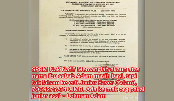 Netizen Sanggah Penafian SPRM Berhubung Pembekuan Akaun Junior Saver CIMB Cucu Najib