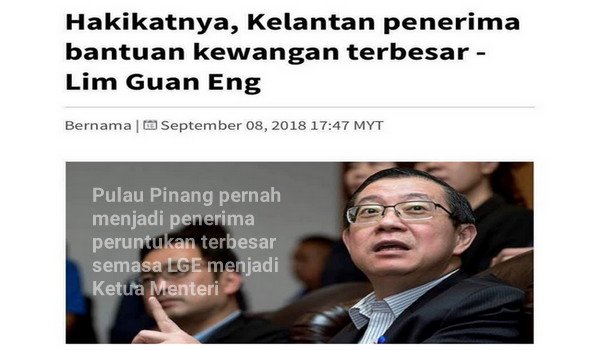 Lim Guan Eng memburukkan negeri Kelantan