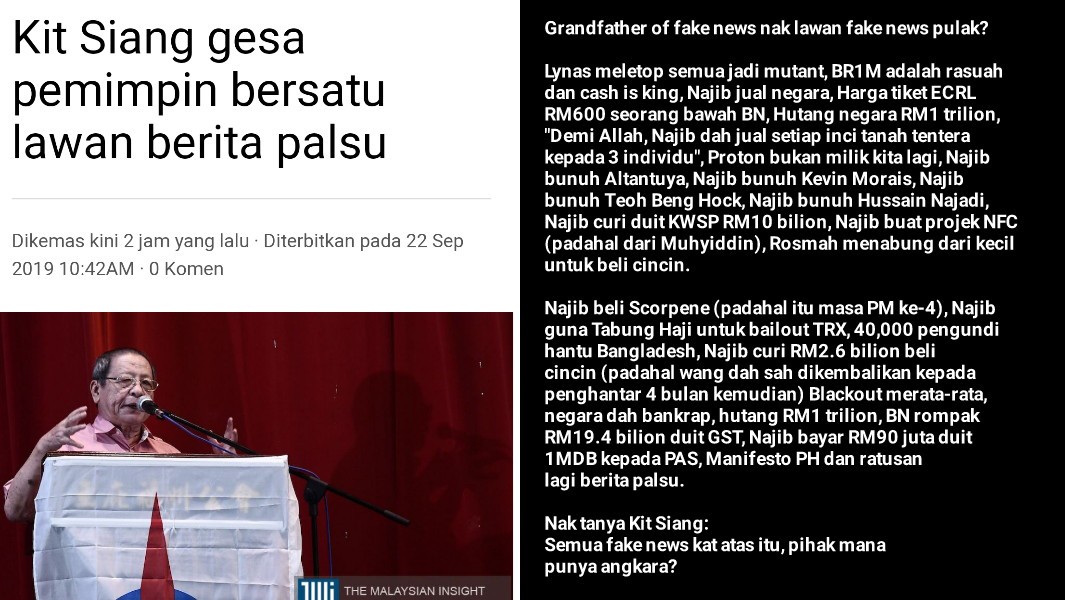 Aiks… Grandfather of fake news nak lawan fake news pulak 