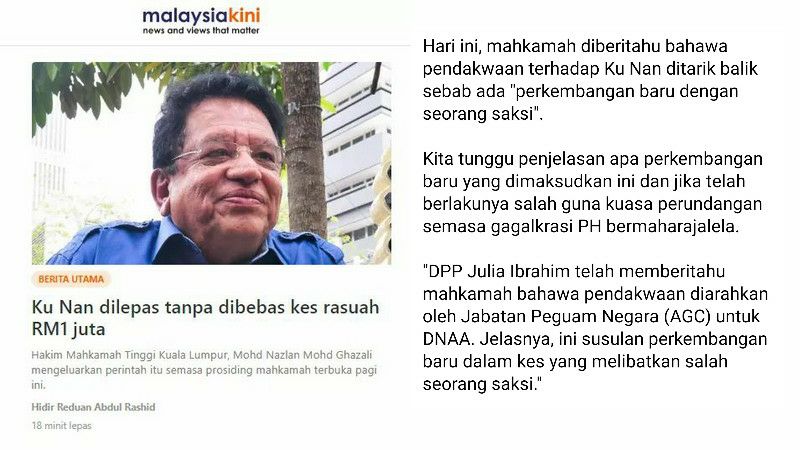 Datuk Tan dari kena dakwa jadi saksi pendakwaan Ku Nan