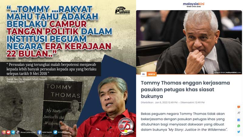 Tommy Thomas perlu berani dan bertanggungjawab ke atas buku sendiri – Ahmad Zahid